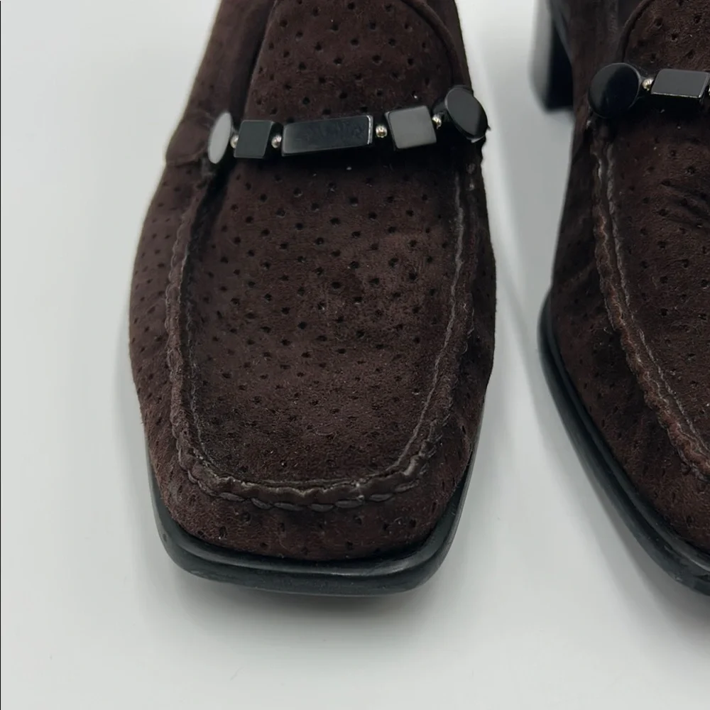 Stuart Weitzman Brown Suede Loafers Slip-On Design 7M - Picture 9 of 14